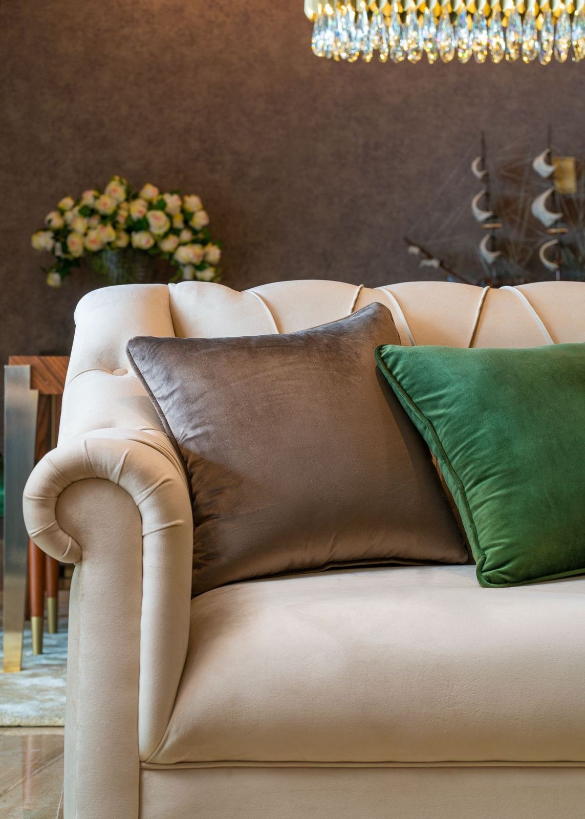 Sofa detail in the sea-facing penthouse